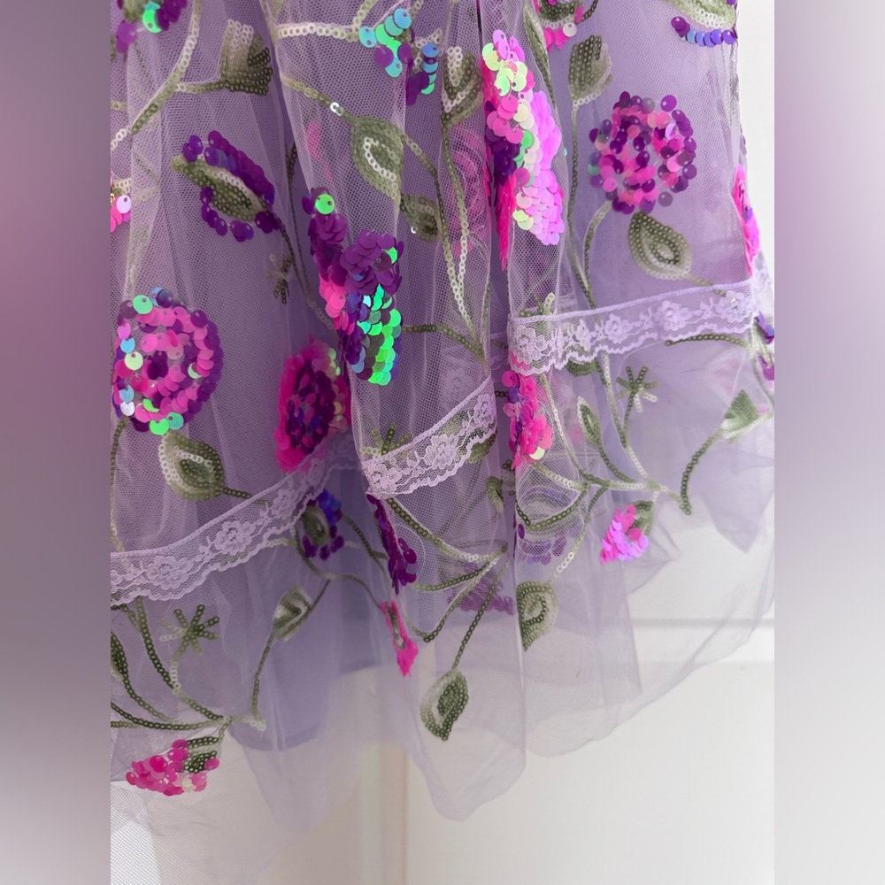 JessaKae Lavender Dress with Pink and Green Sequins - Picture 4 of 8
